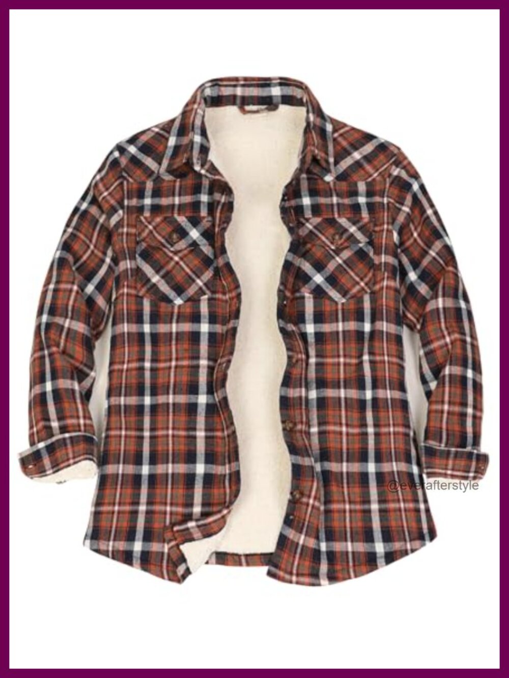 Sherpa Lined Flannel Shirt Jacket Button Up Plaid Fleece Womens